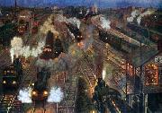 Hans Baluschek Grobstadtbahnhof oil painting artist